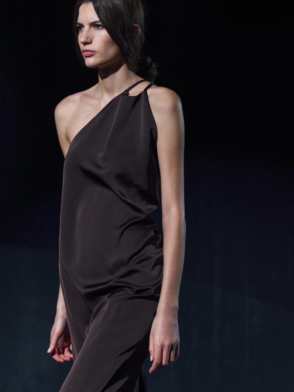 Zara JW Collection Jewel Halter Satin Maxi Dress Brown L - Picture 3 of 6